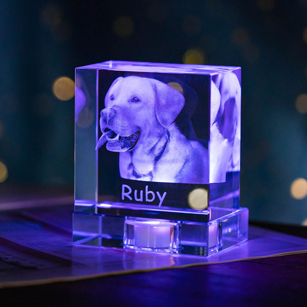 Pet Memorial Personalized 3D Photo Crystal Square Keepsake