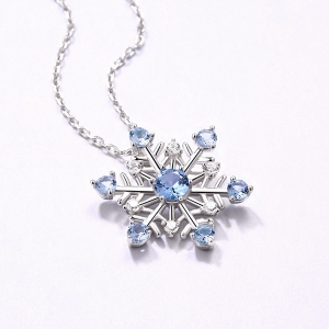 Snowflake Gemstone Necklace in Sliver
