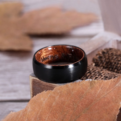 Engraved Black Ironwood Ring