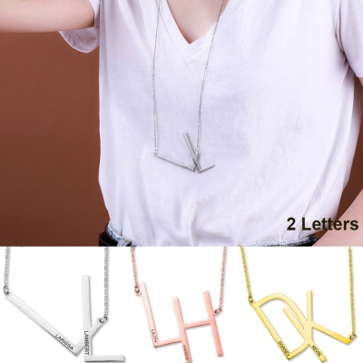 Custom-made Sideways Initial Necklace