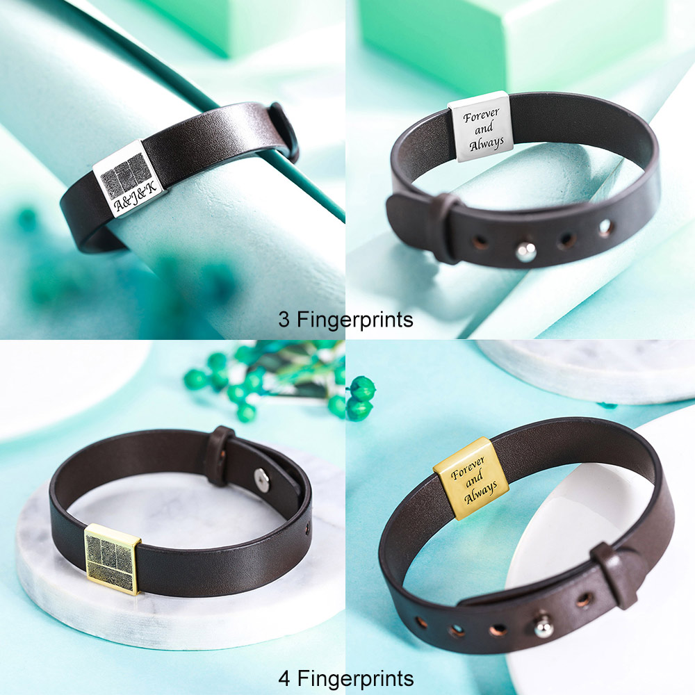 Personalized Fingerprint Men's Leather Bracelet