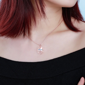 Personalized Police Badge State Map Name Necklace in Rose Gold