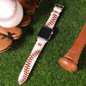 Personalized Baseball Leather Watch Band for Apple Watch