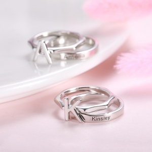Personalized Stacking Rings Letter Rings & Band Rings