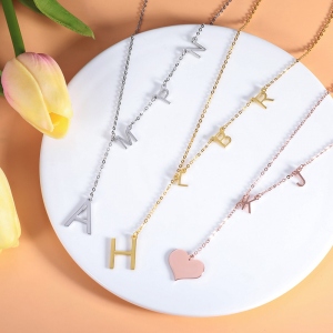 Personalized Sideways Initial Necklace in Rose Gold