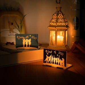Personalized Silhouettes of Girls & Boys Candle Holder with Flameless Candle Graduation Gift