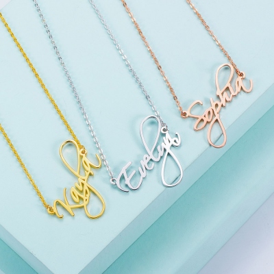 Personalized Calligraphy Name Necklace in Rose Gold
