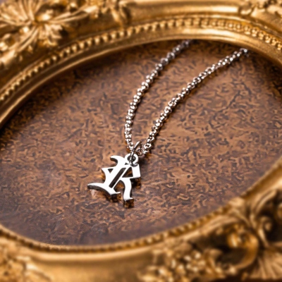 Personalized Gothic Initial Necklace for Woman