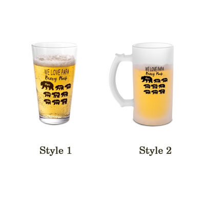 Personalized Papa Bear Beer Glass for Dad