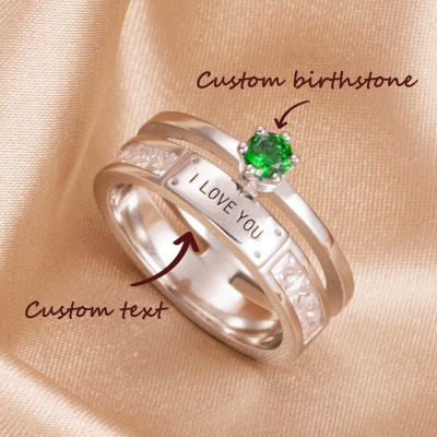 Personalized Double Layer Birthstone Ring