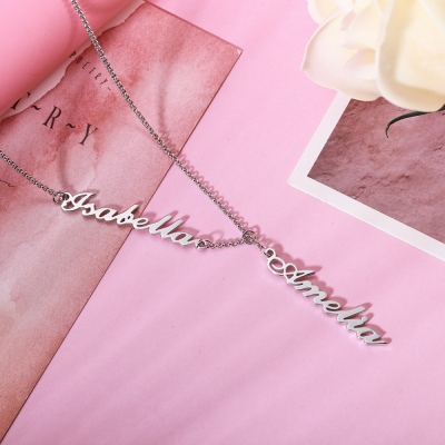 Personalized Two Names Y-shaped Necklace