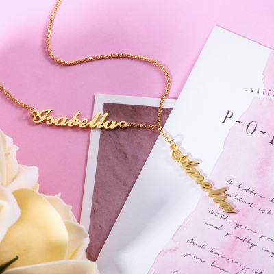 Personalized Two Names Y-shaped Necklace in Gold