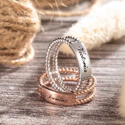 Personalized Twisted Rope Ring Gold