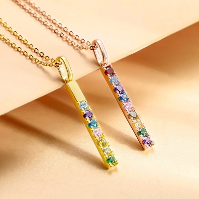 Personalized 1-9 Birthstone Bar Necklace