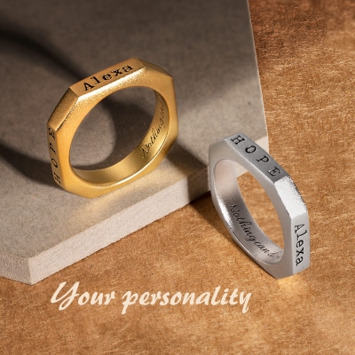 Personalized Octagon Ring