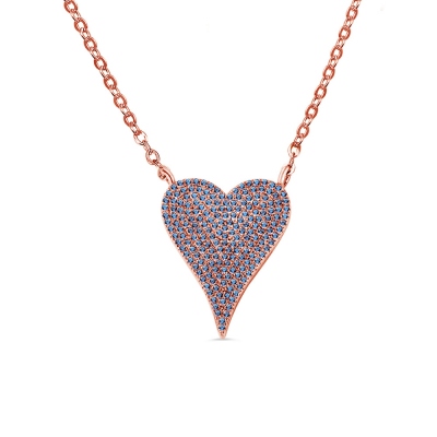 Personalized Pave Birthstone Heart Necklace