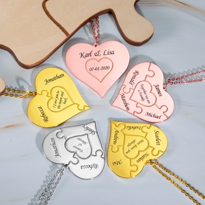 Personalized Heart Puzzle Necklace