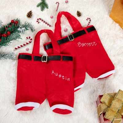Embroidered Christmas Santa Pants Gift Bag