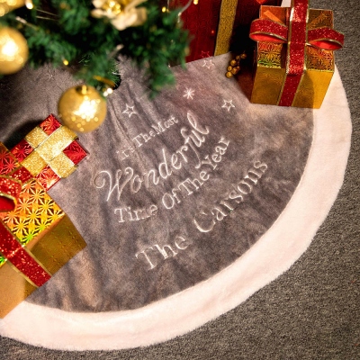 Personalized Christmas Embroidered Tree Skirt