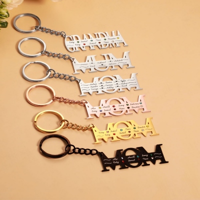 Kundenspezifisches 1-12 Familiennamen-Schlüsselanhänger-Geschenk für Mutter