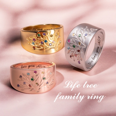 Custom Family Tree Ring with 1-20 Birthstones