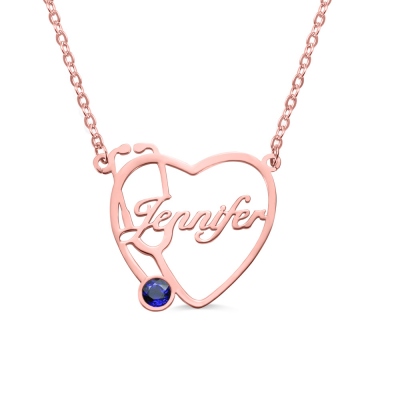 Personalized Heart Stethoscope Name Necklace