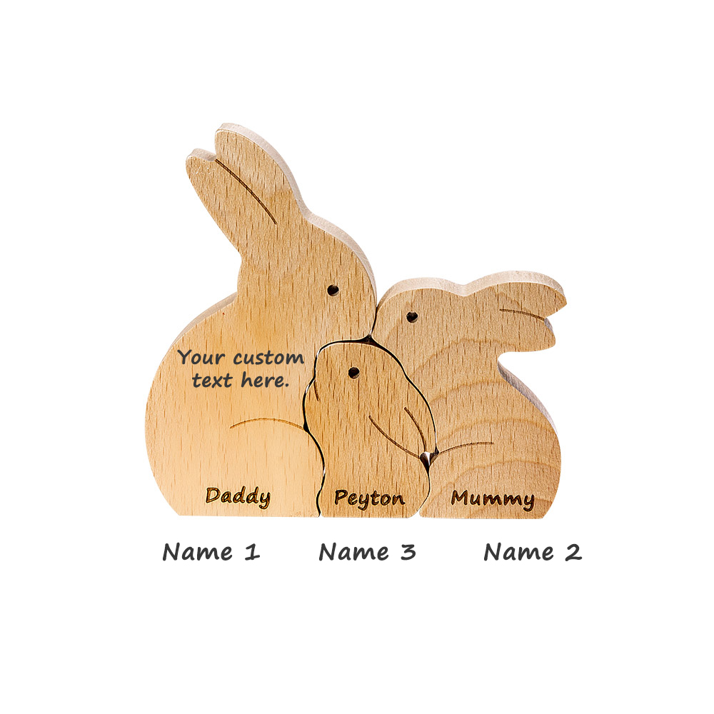 Custom Easter Rabbits Family Wooden Bunny Puzzle