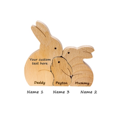 Benutzerdefinierte Osterhasen Familie aus Holz Häschen Puzzle