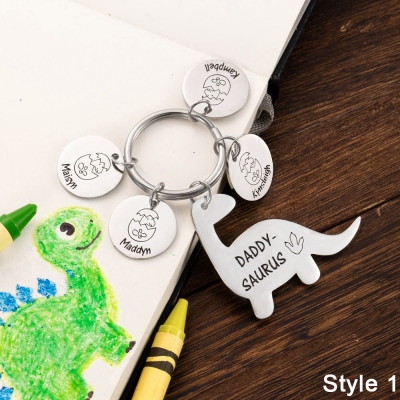 Personalized Dinosaur Keychain Gift For Dad