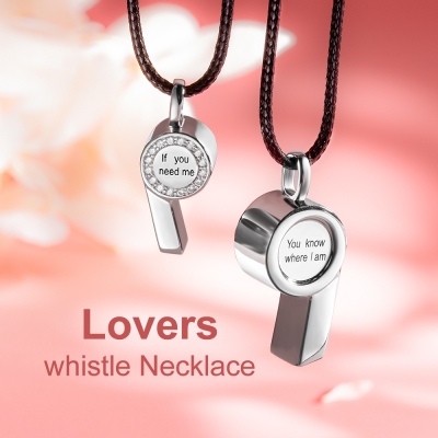 Whistle Necklace with Custom Name Couple Gift Set of 2