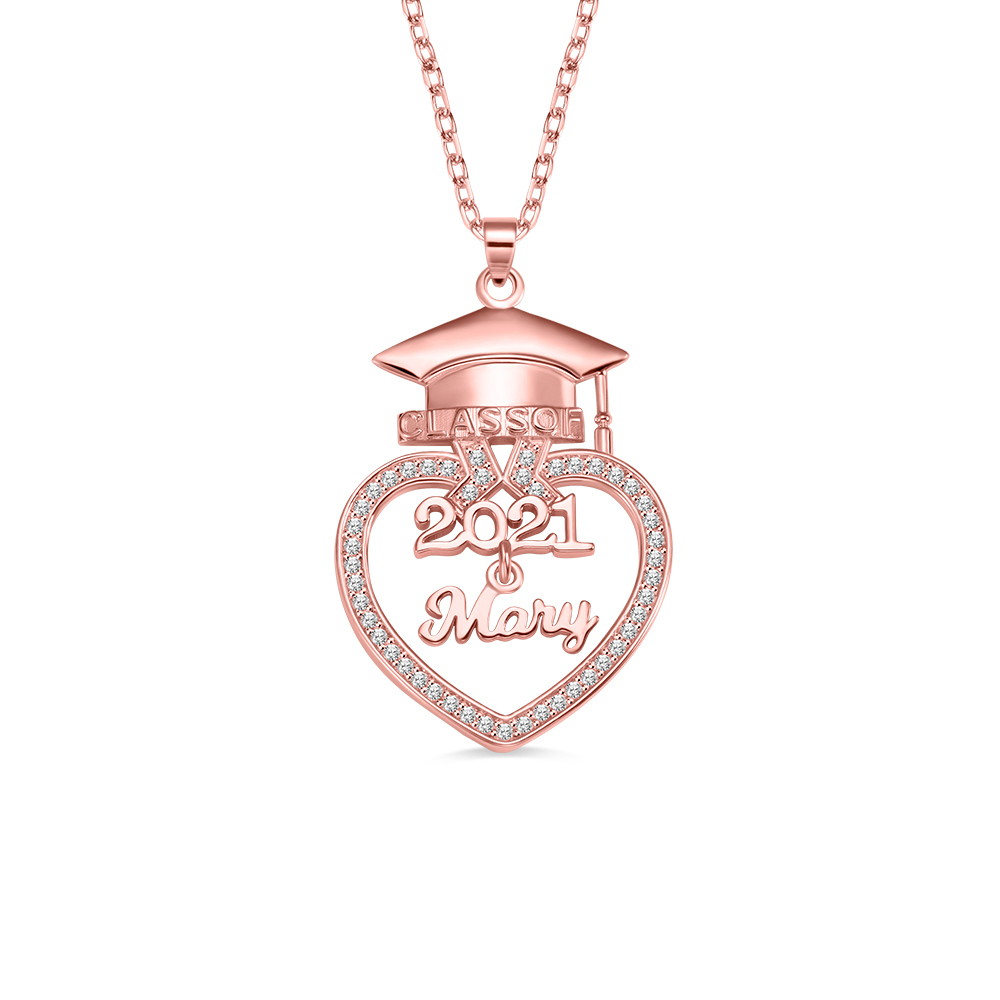 Personalized Heart Name Graduation Necklace