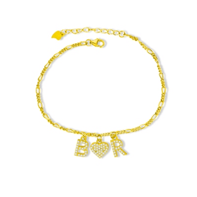 Personalized Unique Sparkle Initial Anklet in Gold