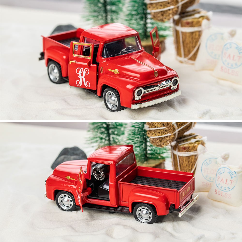 Camion Rouge Vintage Décoratif 12,5 Cm | Décoration De Table Noël, Thanksgiving, Ferme | Jardinière Ou Rangement Miniature