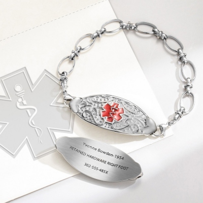 Bracelet Alerte Médicale Personnalisable Acier Inoxydable | Gravure Urgence, Allergies, épilepsie, Diabète | Taille Réglable Pour Homme Et Femme - Cadeau Santé Sécurité