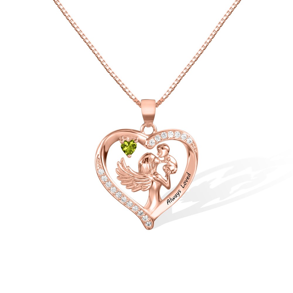 Heart necklace with birthstone