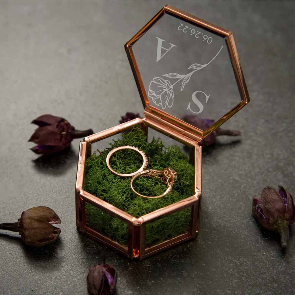 Hexagon Glass Ring Box