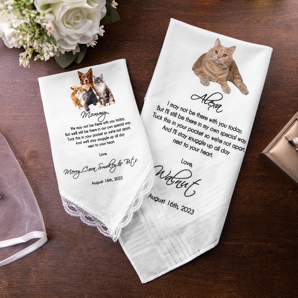 Lenço de casamento do seu cachorro, lenços de casamento personalizados com fotos de animais de estimação, presentes para a noiva, presente para o noivo from Dog