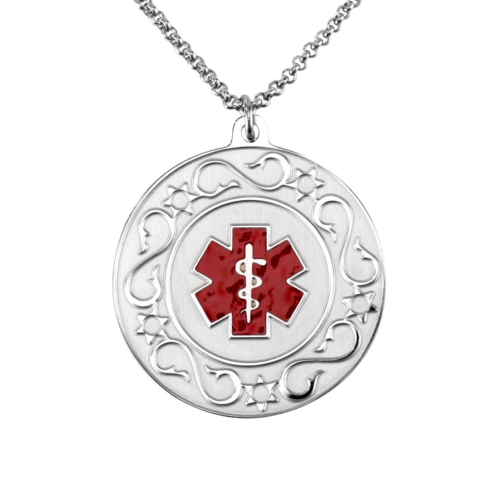 Custom Medical Alert Necklace Stainless Steel Engraved Medical Jewelry, ID Tag for Men/Women