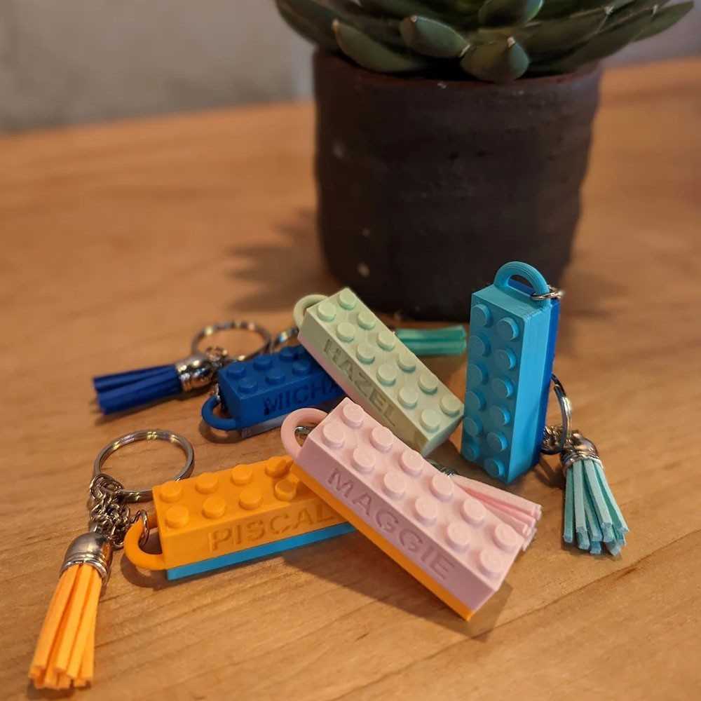Customizable Building Brick Keychain, Personalized Couple Gifts, Party Favors, Family Gifts, Backpack Tag