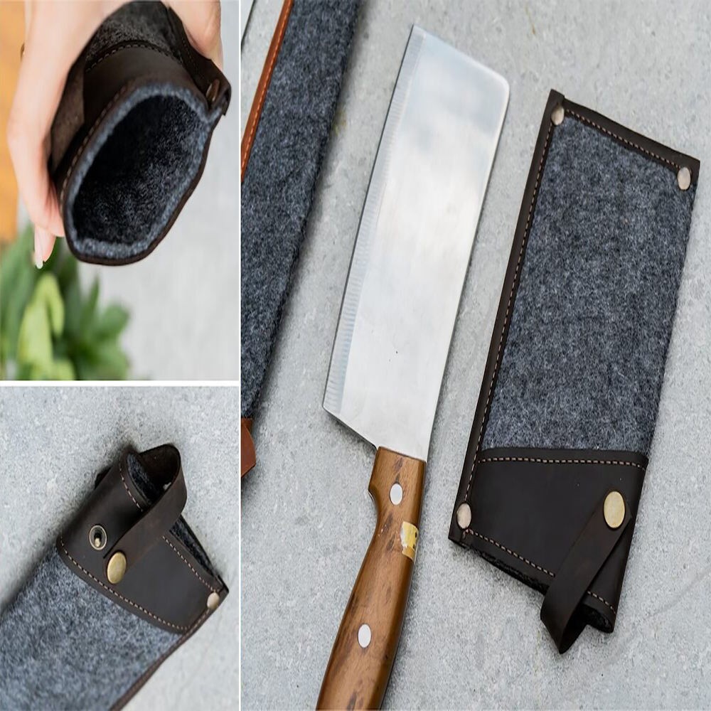 Leather Knife Cover, Leather Knife Sheath, Personalized Initial Kitchen