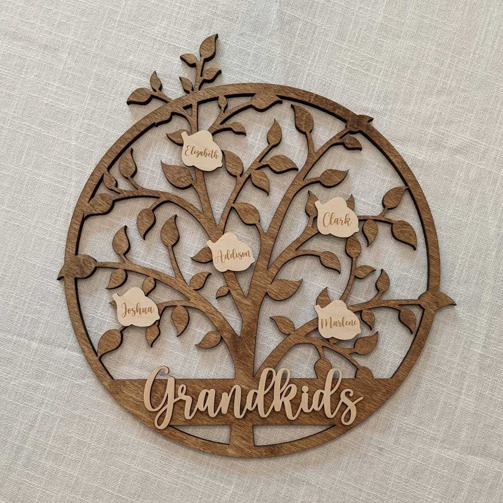 Grandkids Round, Mother's Day Gift, Personalized Grandparent Round, Family Tree Round, Birthday Gift, Special Gift for Loved One