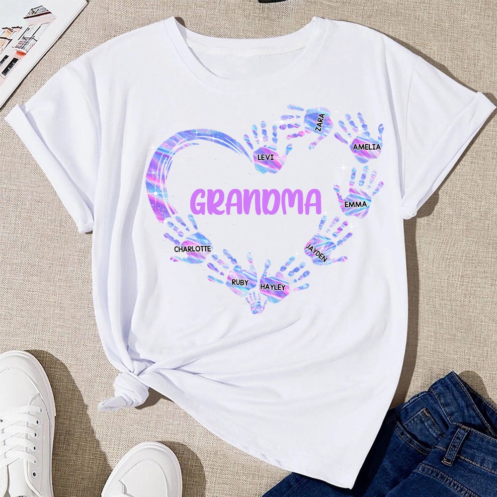 Grandma Heart Handprint Customize Shirt