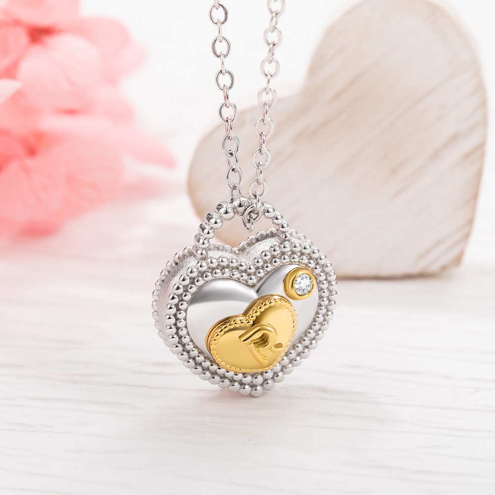 personalized initial birthstone heart padlock necklace