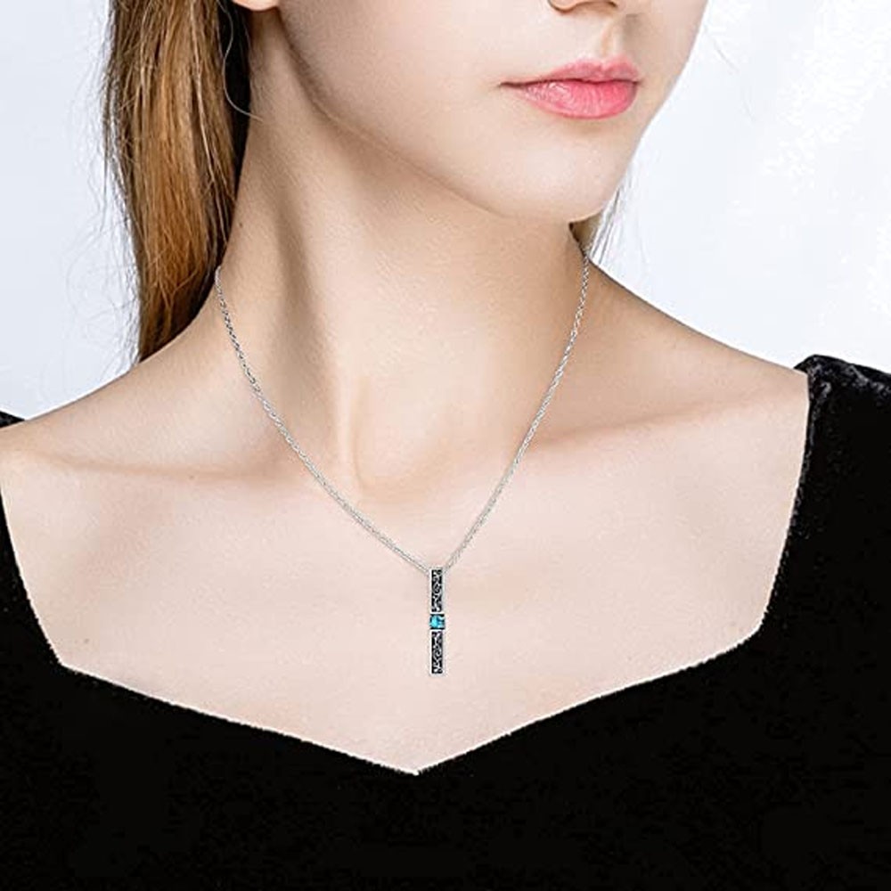 Custom Engraved Inspirational Bar Necklace for Women Girls, Vertical Bar Pendant, Encouragement Jewelry Gift