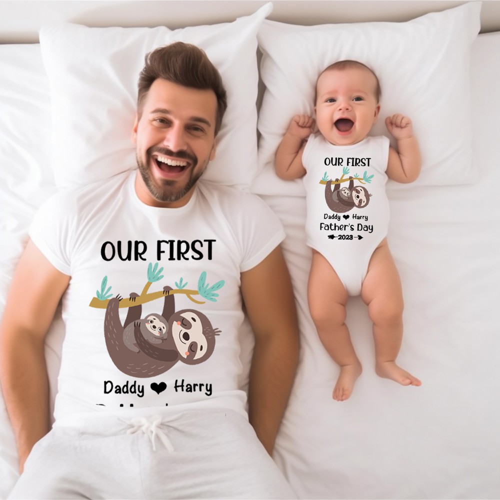 Egen skjorta för sengångarenamn förälder-barn