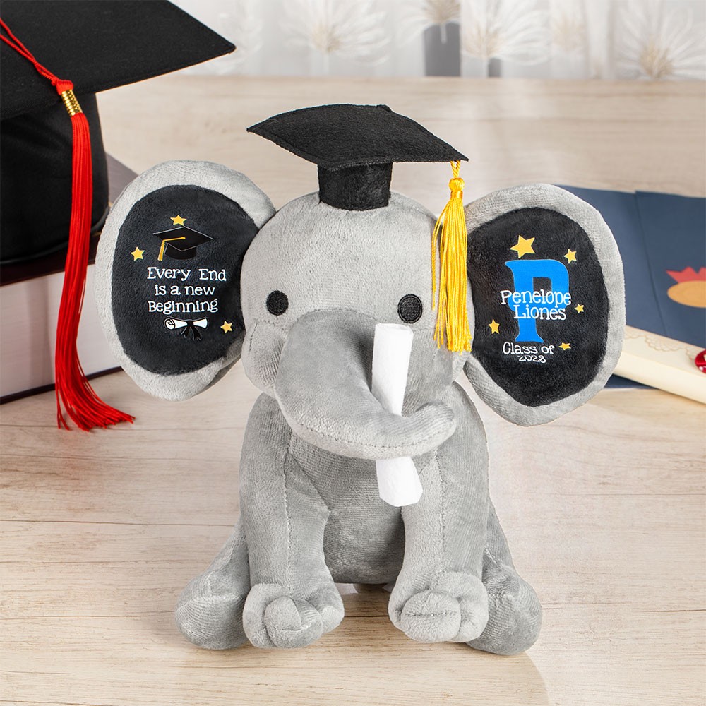 Custom Graduation Elephant Stuffed Animal, High School University Class ...