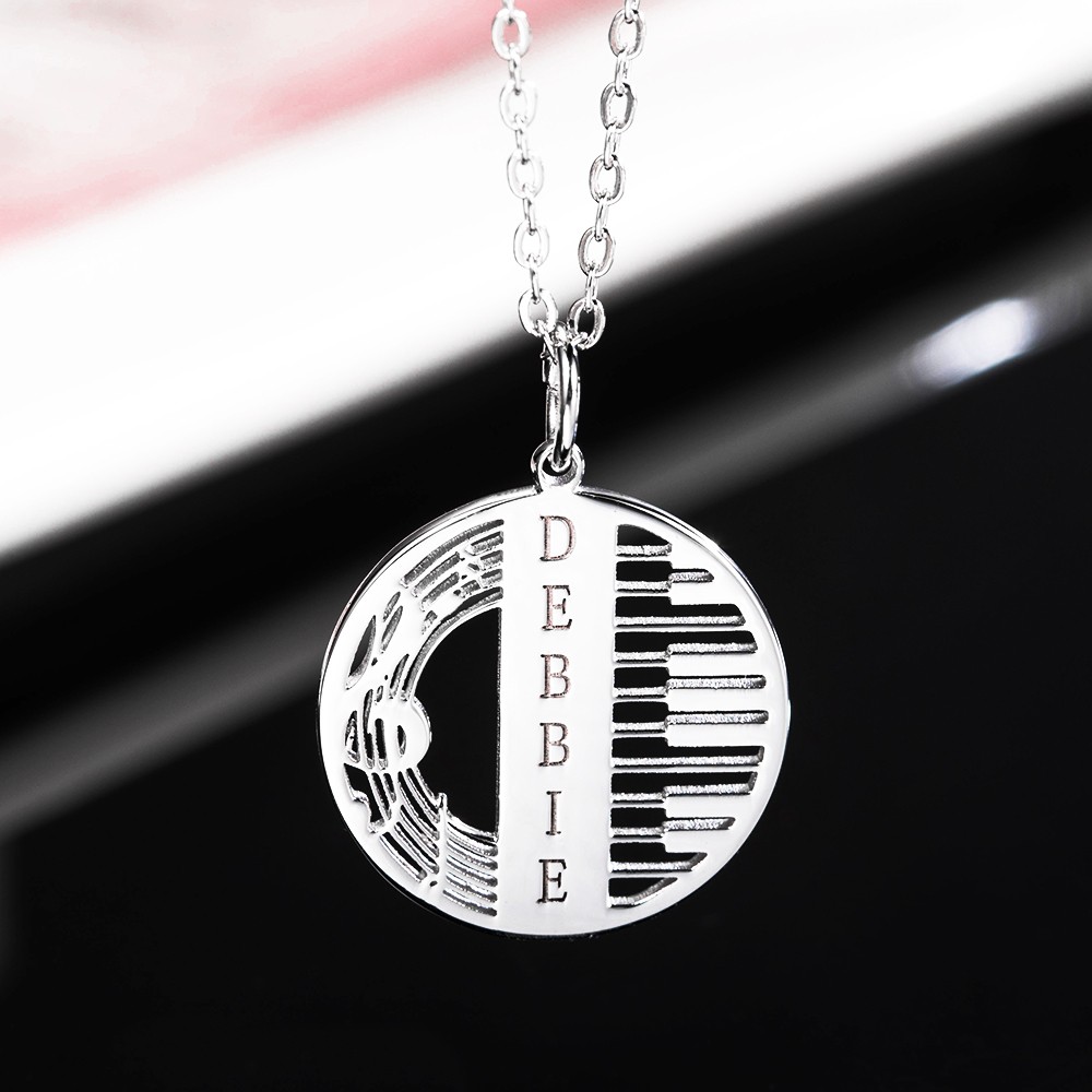 Collier Cœur Avec Note De Musique & Clé De Sol - Pendentif Piano Pour Musicienne, Cadeau Prof De Musique