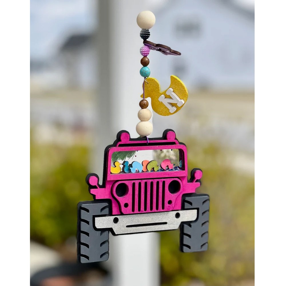 Personalized Name Duck Jeep Car Charm, Custom Paint Finish Jeep Car