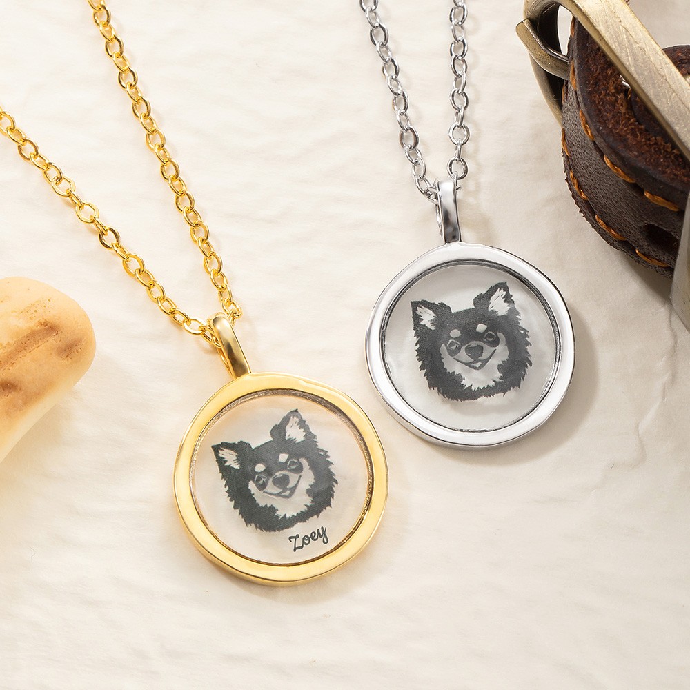 Personalized Photo Pet Necklace for Dog & Cat