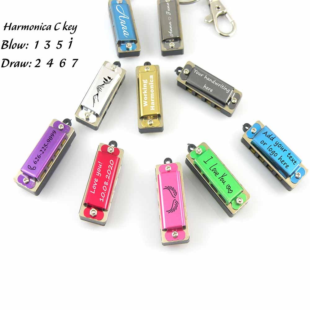 Personalized Stainless Steel Harmonica, Mini Harmonica Keychain, Working Harmonica Musical Pendant Necklace, Teen Music Gift